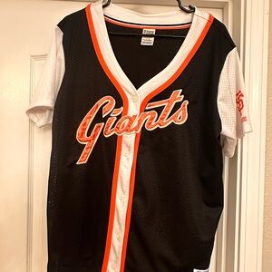 PINK Victoria's Secret Black and White Top with Orange Accents